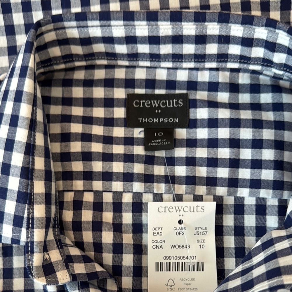 Blue and White Gingham Checkered Long Sleeve Shirt - Picture 3 of 4